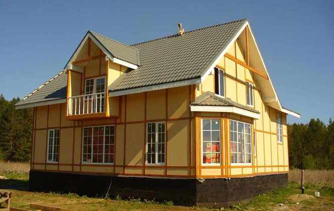 Каркасный дом облицованный